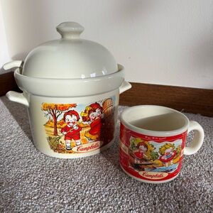 Campbells Kids Soup Tureen With Lid 1998 HH Houston Harvest Ceramic Spring Fall